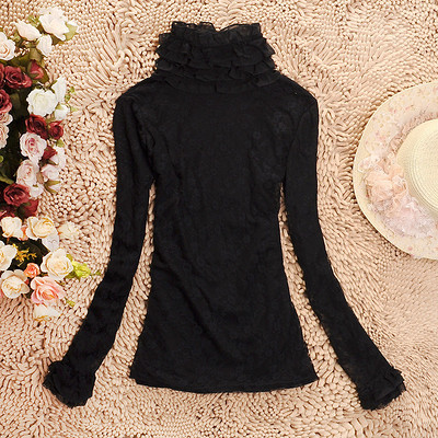 冬款加厚韓版蕾絲打底衫 雙層花邊領(lǐng)，優(yōu)雅與溫暖并存